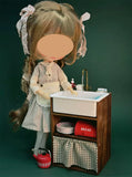 1:6 Scale Dollhouse Sink Cabinet Handmade Miniature Wooden Kitchen Bathroom Storage