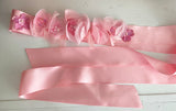 Handmade Baby Pink Bridal Beaded Sash Belt – Chiffon Flower Wedding Dress Belt