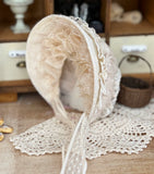 1:4 Scale Doll Dress Set Victorian Vintage Lace Clothing with Bonnet Hat Black Ivory