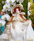 Craftuneed Edwardian Doll Dress with Bonnet for BJD Antique Vintage-Inspired Lace Grown Costume Fits For 1/6 1/4 1/3 Dolls