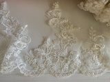 Ivory Sequins Lace Trim Bundle Embroidered Tulle Trimming For Bridal DIY (Total 10.8 Meters)