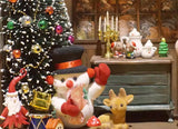 Craftuneed 1:6 scale Christmas Dollhouse Miniature Scene Wooden House with Tree Snowman Reindeer Bear & Festive Decor For Dolls