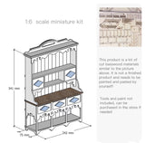 DIY Dollhouse Miniature Hutch Furniture Kit – 1/6 & 1/12 Scale Cabinet Unfinished (Unassembled)
