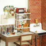 1:6 Scale Miniature Wooden Vintage Style Tile Table Chair Handmade Dollhouse Furniture with 3 Interchangeable Tabletop Designs