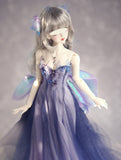 1:3 Scale Doll Butterfly Fairy Dress Handmade Blue Purple Gradient Glitter Gown Set