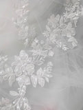 Ivory Sequin Bridal Lace Applique Pair Large Embroidered Floral Lace Motif Patch