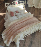 Handmade Dollhouse Blanket Pillow Miniature French Bedding Set 1/12 1/6 1/4 1/3 Scale