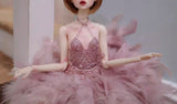 Craftuneed 1:6 Scale Luxury Feather Doll Dress Peach Pink or White Miniature Handmade ballet dress for Fashion Dolls Custom Sizes Available