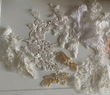 Craftuneed Bundle 14pcs ivory white black red Floral sequins lace applique Sew on Embroidered tulle lace motif patch