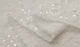 Craftuneed 3 Yards Luxury White Tweed Sequins Embroidered Fabric Floral Sequin Mesh Fabric for Dressmaking Crafts &amp; Decorations