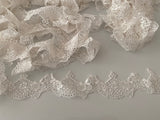 Craftuneed Bundle 16 Meters ivory floral cotton lace trim sew on dress edge lace trimming