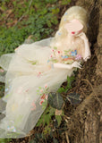 HandHandmade Floral Tulle Doll Dress Miniature Fairy Garden Ball Gown For 1/4 1/3 Scale