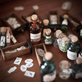 Craftuneed 1:6 Scale Miniature Potion Bottles Dollhouse Magic Glass Jars with Labels Witchy Apothecary Jars for Dolls Halloween Decor