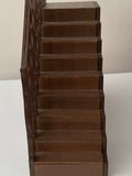 Handmade 1:6 miniature dollhouse brown wood stairs with right hand balustrade doll furniture