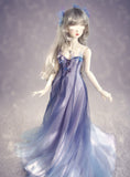 1:3 Scale Doll Butterfly Fairy Dress Handmade Blue Purple Gradient Glitter Gown Set