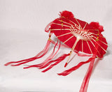 Miniature Japanese Style Oil Paper Parasol with Tassels Doll Umbrella Available for 1/6, 1/4, 1/3 Scale Dollhouse Accessory Handmade