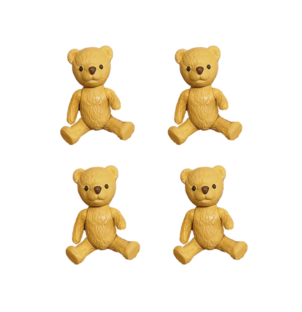 1:12 Scale Set of 4ps Miniature Poseable Teddy Bears Dollhouse Moveable Joint