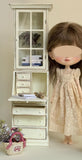 Handmade 1:6 Scale Vintage Dollhouse Cabinet Set, Miniature Secretary Desk Wooden Furniture