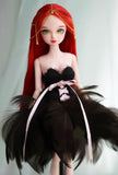 Craftuneed Halloween Witch Doll Costume Gothic Fantasy Outfit Set Black Feather Skirt Cape Hat Corset for 1/6, 1/4, 1/3 Scale Dolls