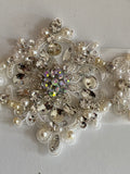 Craftuneed Elegant Ivory Rhinestones Beaded Bridal Sash Belt Faux Crystal Pearl Satin Ribbon Belt Waistband for Wedding Dress