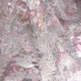 Pink Iridescent Sequin Lace Fabric by Meter – Sparkly Embroidered Mesh Tulle for Dressmaking