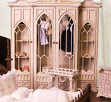 DIY Gothic Dollhouse Miniature Wardrobe Closet Kit 1/6 1/8 1/12 Unfinished (Unassembled)