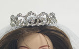 Handmade Doll Wedding Dress with Veil and Crown Miniature 1:6 Scale Bridal Gown