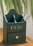 1:6 Scale Dollhouse Cutlery Holder Handmade Miniature Vintage Wooden Utensil Box Kitchen
