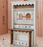 1:12 Scale Dollhouse Wooden Kitchen Furniture Miniature Dining Table, Chairs, Cabinets & Shelves Craftuneed Handmade Doll Kitchen Decor
