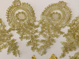 Craftuneed Bundle 8pcs Gold cord sequins floral lace applique embroidered tulle lace motif patch