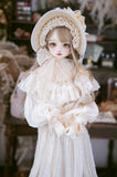 Craftuneed Edwardian Doll Dress with Bonnet for BJD Antique Vintage-Inspired Lace Grown Costume Fits For 1/6 1/4 1/3 Dolls