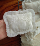 Handmade Miniature Bedding Set Dollhouse French Style Lace Blanket Pillow 1/6 1/4 Scale