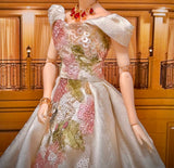 Handmade 1:6 Scale Doll Evening Gown Miniature Floral Sequin Dress For Fashion Doll