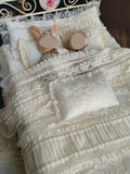 Handmade Vintage Dollhouse Bedding Set Miniature Blanket Pillow 1/12 1/6 1/4 1/3 Scale