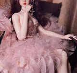 Craftuneed 1:6 Scale Luxury Feather Doll Dress Peach Pink or White Miniature Handmade ballet dress for Fashion Dolls Custom Sizes Available