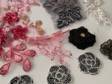 Craftuneed Bundle 8pcs rose pink grey black beads lace applique sew on floral sequins lace motif patch