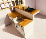 Craftuneed 1:6 Scale Handmade Dollhouse Wooden Kitchen Furniture Miniature Cabinets Storage Shelves &amp; Drawers Island Unit and Cupboard