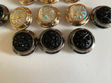 Craftuneed Bundle 11pcs 3D black rainbow sew on floral jacket coat circle shank buttons 3.2cm diameter