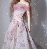 Handmade Floral Doll Dress Miniature Sequins Beaded Evening Gown For 1/6 1/4 1/3 Scale