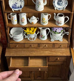 1:6 Scale Vintage Style Wooden Kitchen Sideboard Cabinet with Drawers Miniature Dollhouse Plates Organiser & Shelves Furniture Handmade