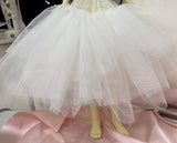 Handmade Doll Ball Gown Miniature Dress with Petticoat Black White 1/6 1/4 1/3 Scale