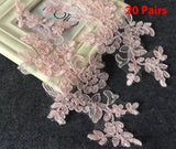 20 Pairs Embroidered Lace Appliques, Floral Tulle Lace Motifs Patch, Sewing Craft Supply