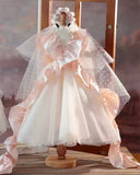 Handmade Doll Wedding Dress Miniature Bridal Princess Gown with Veil 1/6 1/4 1/3 Scale