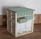 Miniature Kitchen Island DIY Kit – 1/12 & 1/6 Scale Dollhouse Furniture Cabinet (Not Assembled)