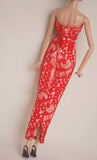 Handmade 1:6 Scale Doll Dress Miniature Red Lace Evening Gown with Rhinestones Details