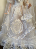 Craftuneed 1:6 Scale Miniature Victorian Style Doll Wedding Dress with Veil and Purse Vintage Ivory Lace Bridal Gown for Fashion Doll