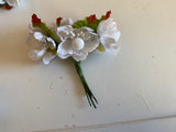 Bundle 16pcs Artificial Mini Fabric Flower with Wire Stems for DIY Craft, Wedding, Dollhouse, and Floral Decoration