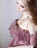 Craftuneed 1:6 Scale Miniature Doll Purple Lilac Dress with Matching Necklace Luxury Gown Dress For Fashion Dolls Handmade