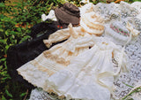 Handmade Victorian Doll Embroidered Dress with Bonnet For 1:4 Scale Doll