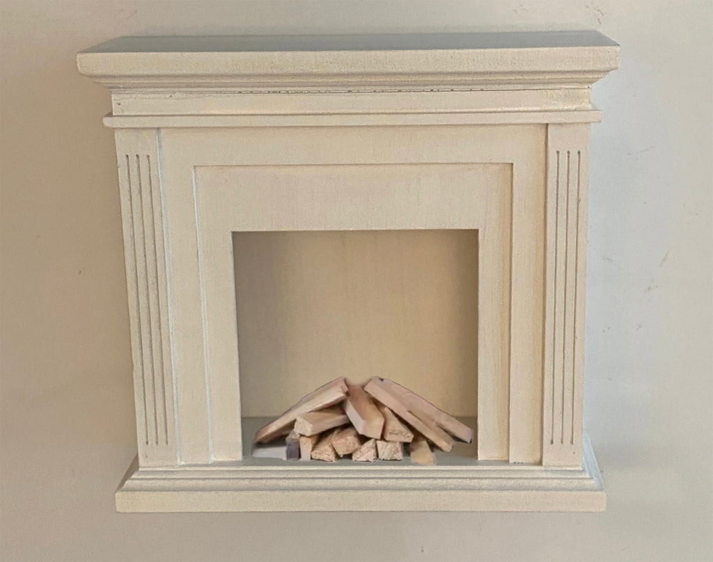 Handmade 1:6 Scale Dollhouse Fireplace with Mini Wood Bundle Miniature Wooden Furniture